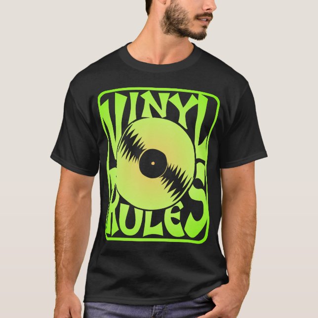 Grön vinylregler, ok? t-shirt (Framsida)