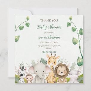 Grön Vit Akvarell Baby Shower Tacksamhetskort Tack Kort