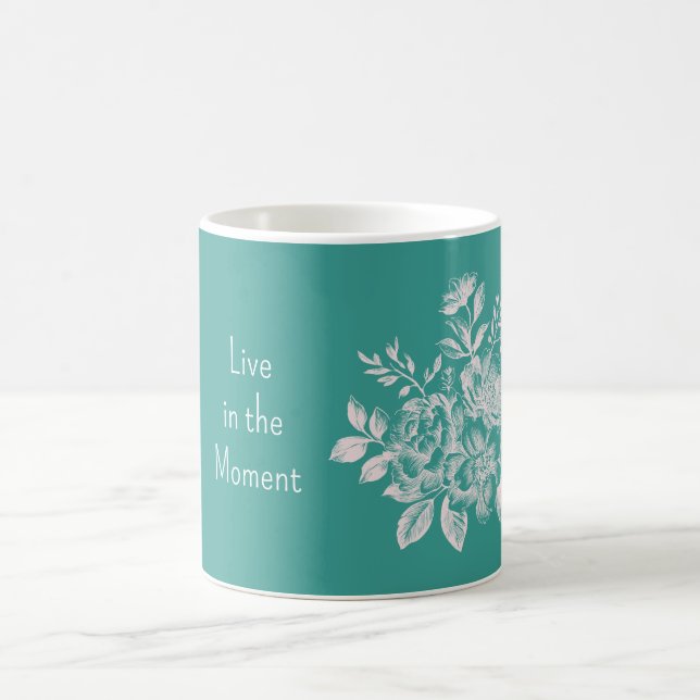 Grön Vit Blommig Kaffemugg (Center)