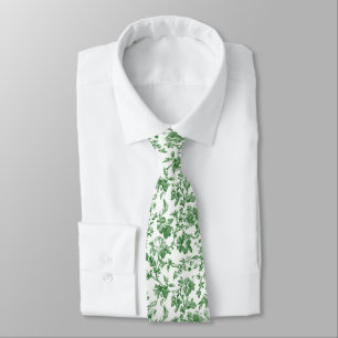 Grön vit blomstertoile chinoiserie bröllop slips