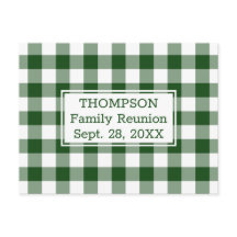Grön vit buffelcheck Familjefest för återträff