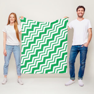 Grön vit Chevron sicksack mönsterdesign Fleecefilt