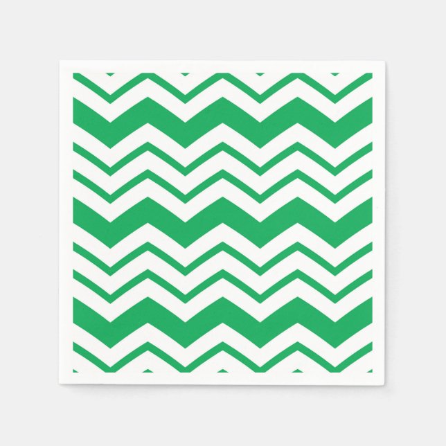 Grön vit Chevron sicksack mönsterdesign  Pappersservett (Framsidan)