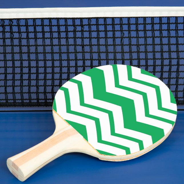 Grön vit Chevron sicksack mönsterdesign  Pingisracket (Insitu)
