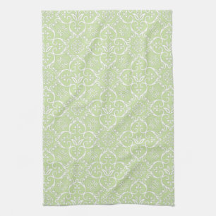 Grön & Vit Damask Köksduk Kökshandduk