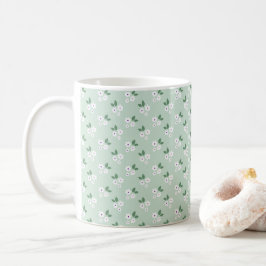 Grön Vit Enkel Calico-mönster Kaffemugg