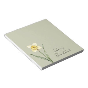 Grön Vit Gul Narciss Blomma Anteckningsblock