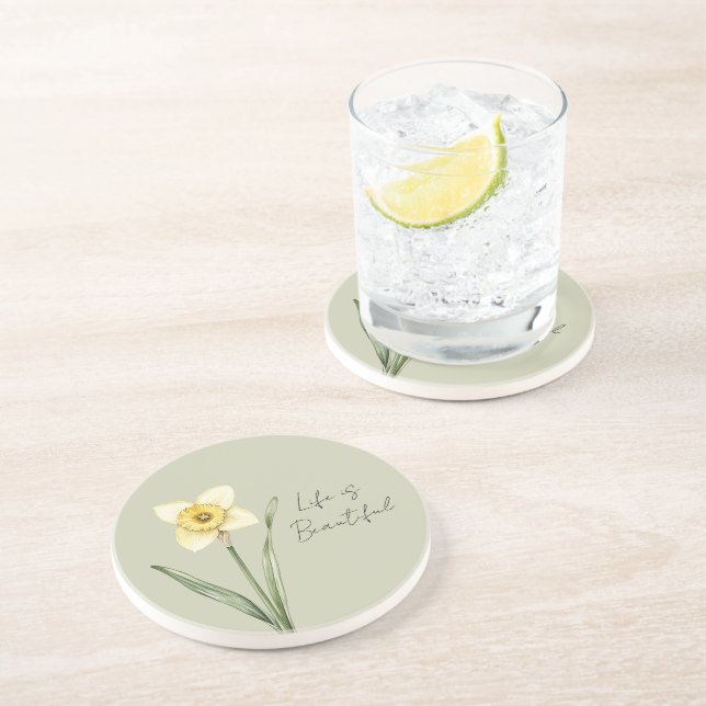 Grön Vit Gul Narciss Blomma Underlägg (Sidan)