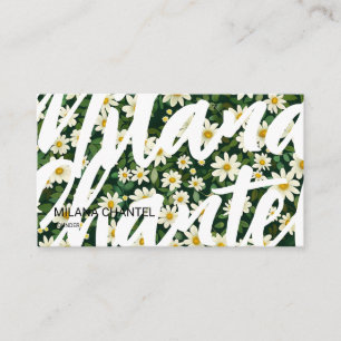 Grön Vit Marguerit Modern Boho Blomma Florist Visitkort