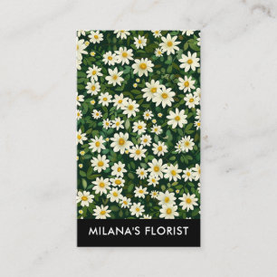Grön Vit Marguerit Modern Boho Blomma Florist Visitkort