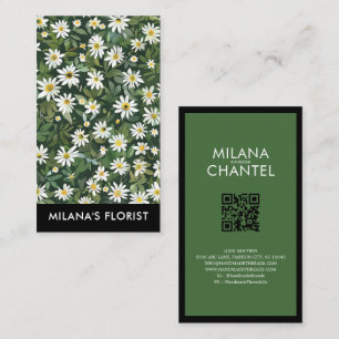 Grön Vit Marguerit Modern Boho Blomma Florist Visitkort