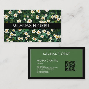 Grön Vit Marguerit Modern Boho Blomma Florist  Visitkort