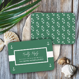 Grön vit nautisk mönster webbplats bröllop RSVP Tilläggskort