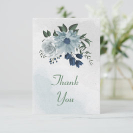 grön vit och blå blommigt tack kort