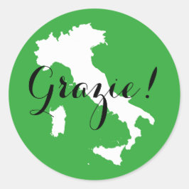 Grön Vit och Svart Italien Bröllop Tack Runt Klistermärke
