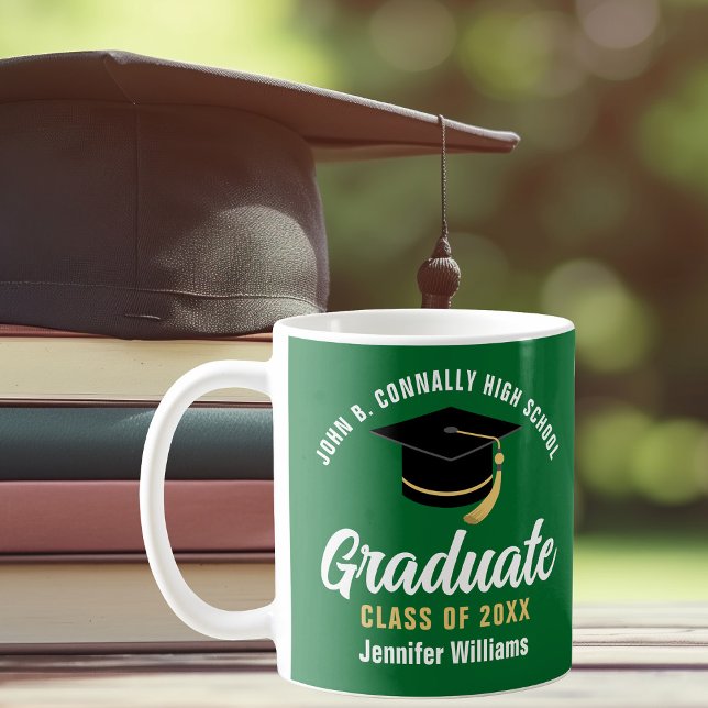 Grön Vit Personlig Examen Kaffemugg (Skapare uppladdad)