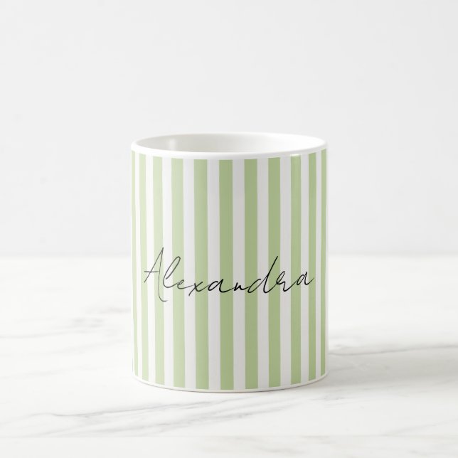 Grön Vit Randig Namn Kaffemugg (Center)