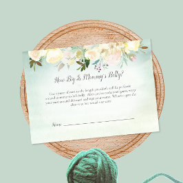 Grön vit ros Mamma:s magstorlek Baby Shower-spel Tilläggskort