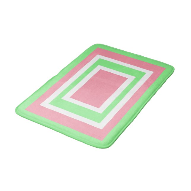 Grön Vit Rosa Geometrisk Badrumsmatta (Vinklad)