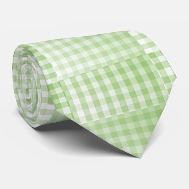 Grön-vit rutig abstrakt mönster slips (Rullad)