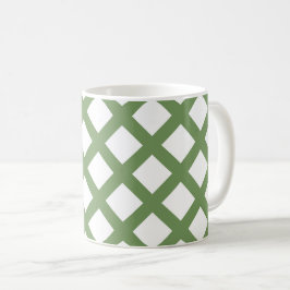 Grön Vit Rutig Diamantmönster Kaffemugg