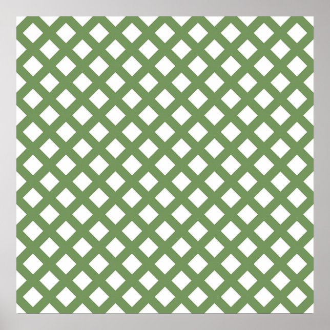 Grön Vit Rutig Diamantmönster Poster (Framsidan)