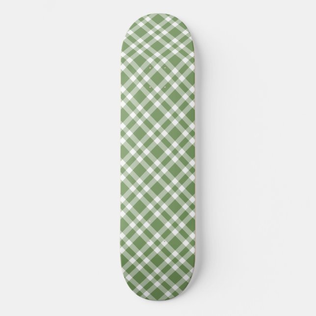 Grön vit rutig mönster mini skateboard bräda 18,5 cm (Framsida)