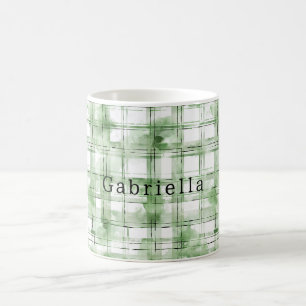 Grön Vit Rutig Randig Kaffemugg