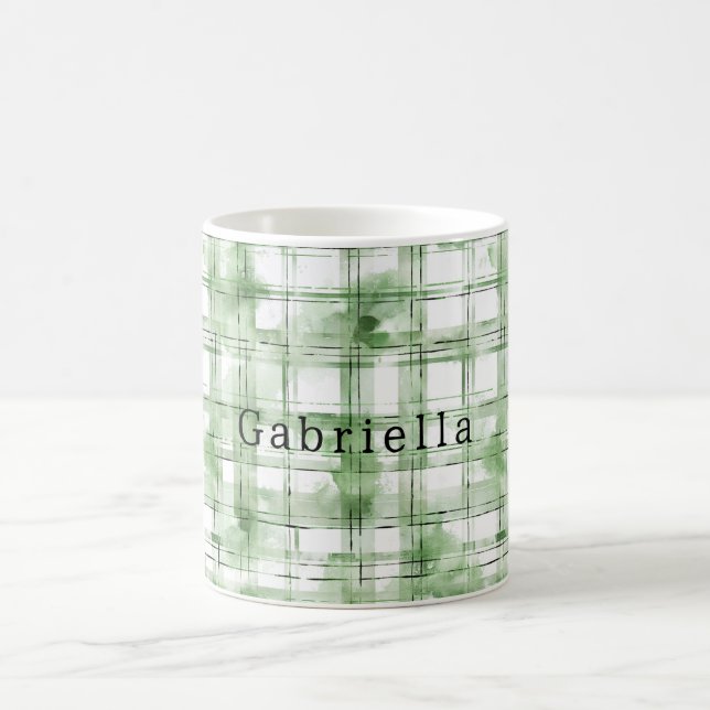 Grön Vit Rutig Randig   Kaffemugg (Center)