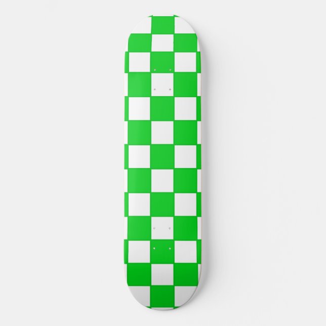 Grön & Vit Rutig Skateboarddäck Skateboard Bräda 19,5 Cm (Framsida)