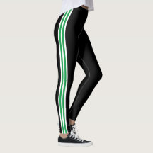 Grön vit sidostreck svarta Leggings Dina Färger