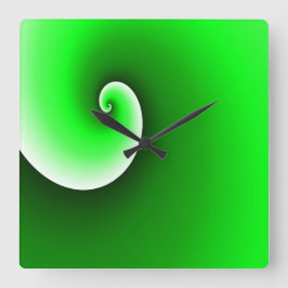 Grön Vit Spiralgradient Fyrkantig Klocka