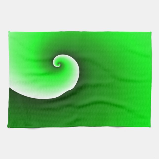 Grön Vit Spiralgradient Kökshandduk (Horisontell)