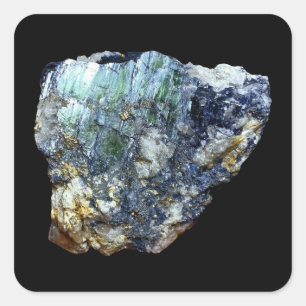 Grön Vivianit Kristall Mineral Ädelsten Natur Ar Fyrkantigt Klistermärke