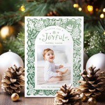 Grön Whimsical Handritad Glädjefull Högtidlig Foto