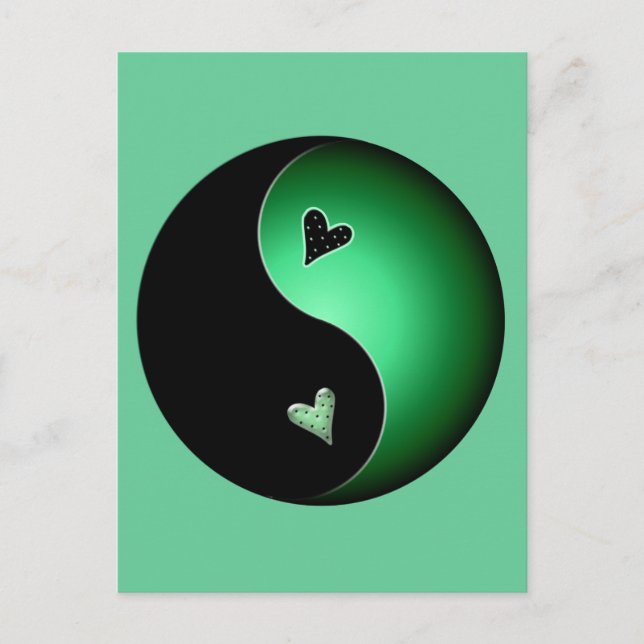grön yin yang vykort (Framsida)
