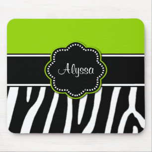 Grön zebra tryck Mousepad för limefrukt Musmatta