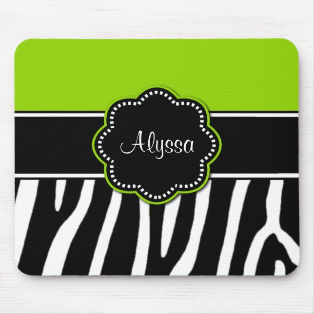 Grön zebra tryck Mousepad för limefrukt Musmatta (Framsidan)