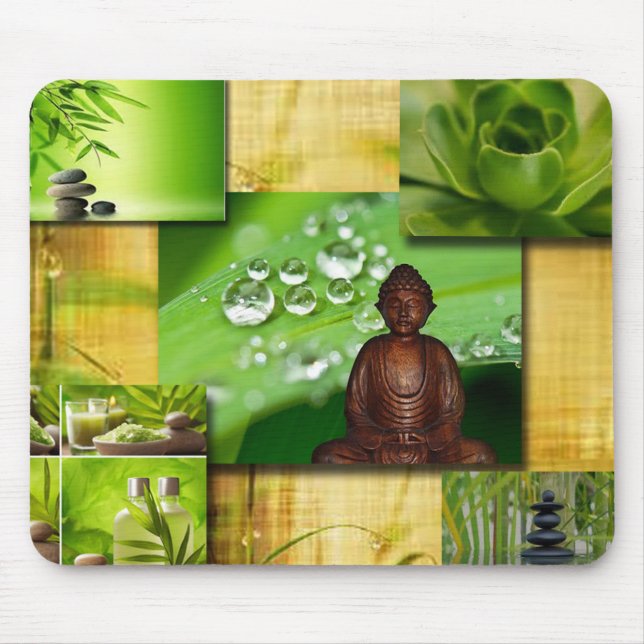 Grön Zen & Buddha SerenityCollage Musmatta (Framsidan)