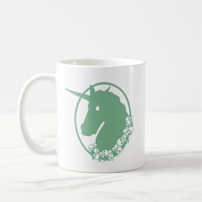 Grön Zombie Enhörning Kaffemugg (Vänster)