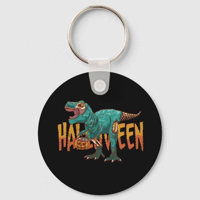 Grön Zombie Rex  Nyckelring (Framsida)