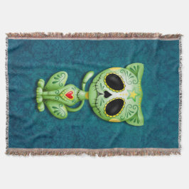 Grön Zombiesockerkattunge Filt