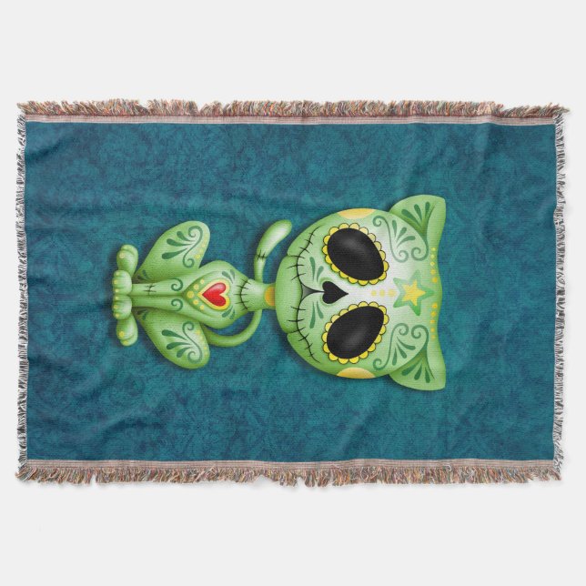 Grön Zombiesockerkattunge Filt (Framsidan)