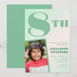 Gröna 8-års inbjudningskort Färgglad Foto
