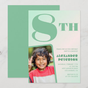 Gröna 8-års inbjudningskort Färgglad Foto