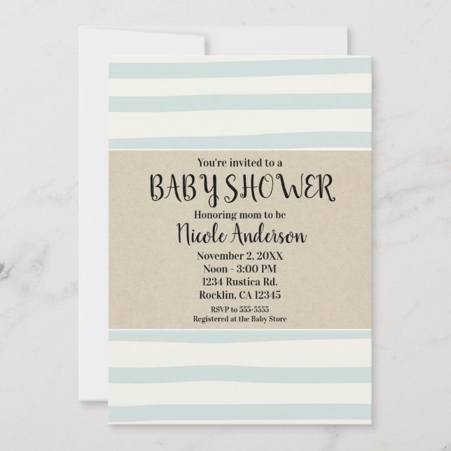 Gröna akryltrecket baby shower Modern kraft Inbjudningar (Framsida)