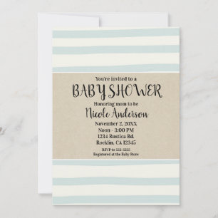 Gröna akvarellränder Baby Shower Modernt hantverks Inbjudningar