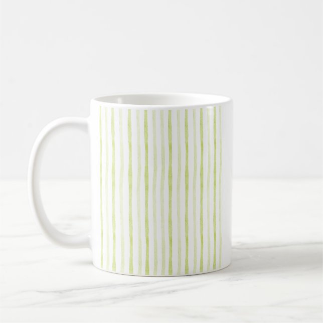 Gröna akvarellränder och rosblomma kaffemugg (Vänster)