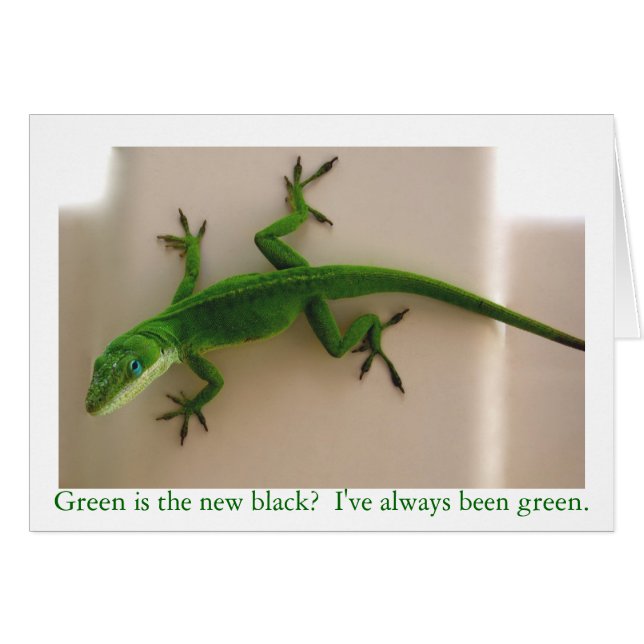 Gröna Anole Hälsningskort (Framsidan Horizontal)