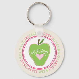 Gröna Apple & alfabetlärare Keychain Nyckelring